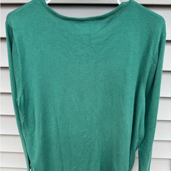 Jones New York XL Green Button Front Cardigan Black Chiffon Sequin Bead - Picture 8 of 9